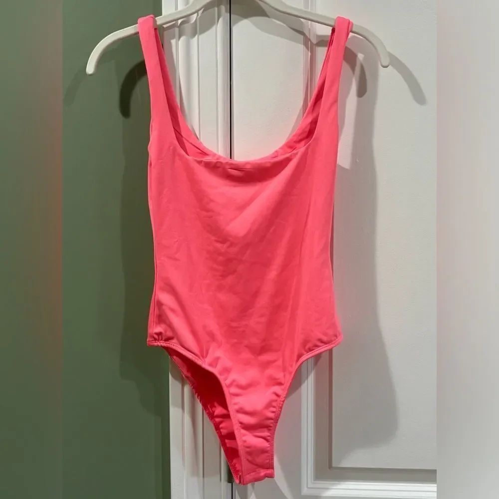 White Fox Boutique Hot Pink Scoop Neck One-Piece Swimsuit